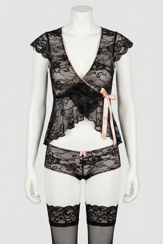 Siyah Dantelli Fantezi Sütyen Külot Takımı