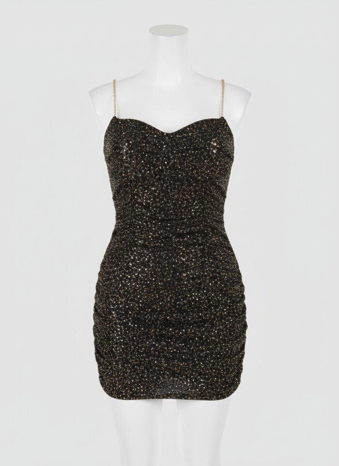 Arias Closet Sırt Zincir Dekolteli Seksi Mini Kadın Elbise