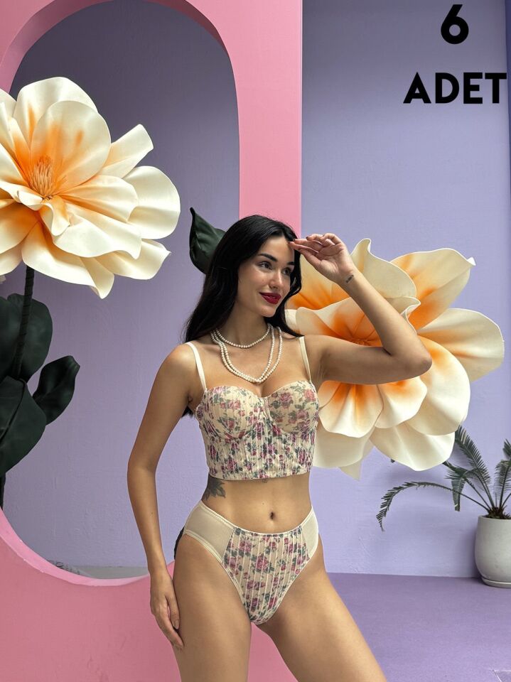 Cansoy 682 Ten Simli Balenli Destekli Bustiyer Sütyen Takım 6'lı
