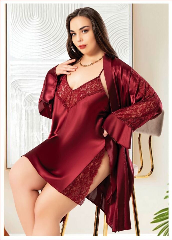 Miss Laris 6010 Battal Beden Bayan İkili Saten Takım