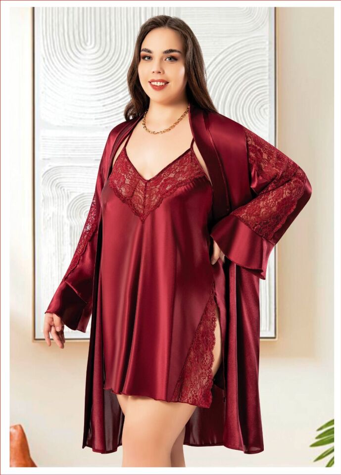 Miss Laris 6010 Battal Beden Bayan İkili Saten Takım