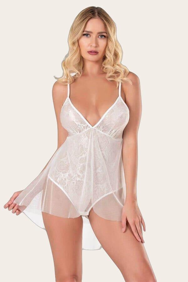 Arias Closet Ekru Jakarlı Bodysuit Gecelik