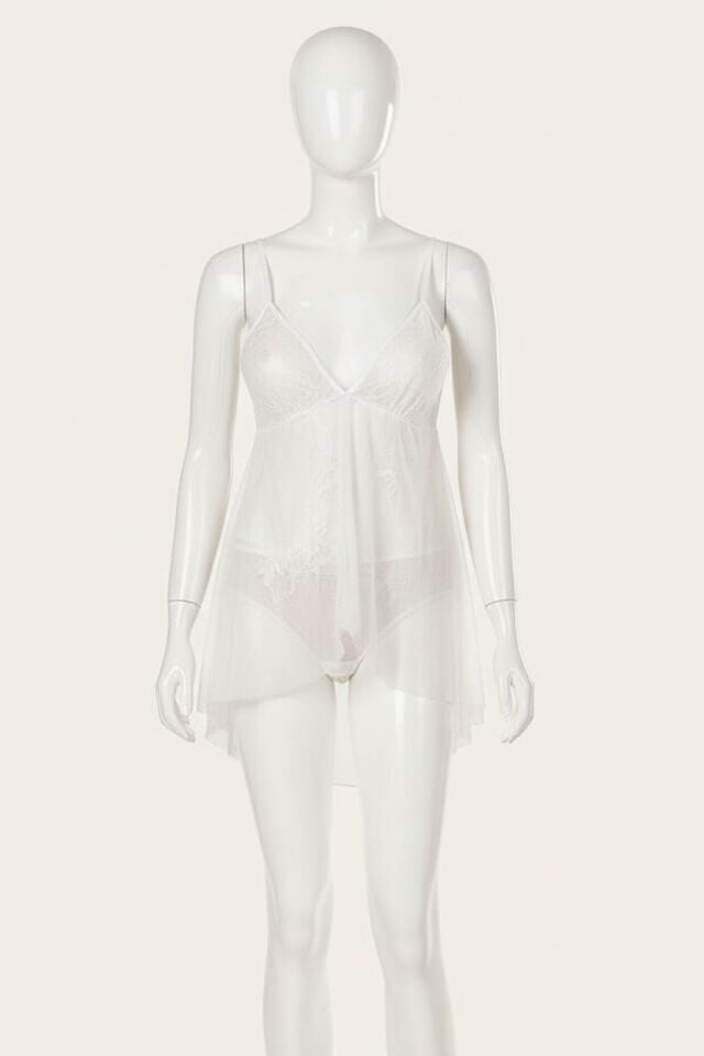 Arias Closet Ekru Jakarlı Bodysuit Gecelik