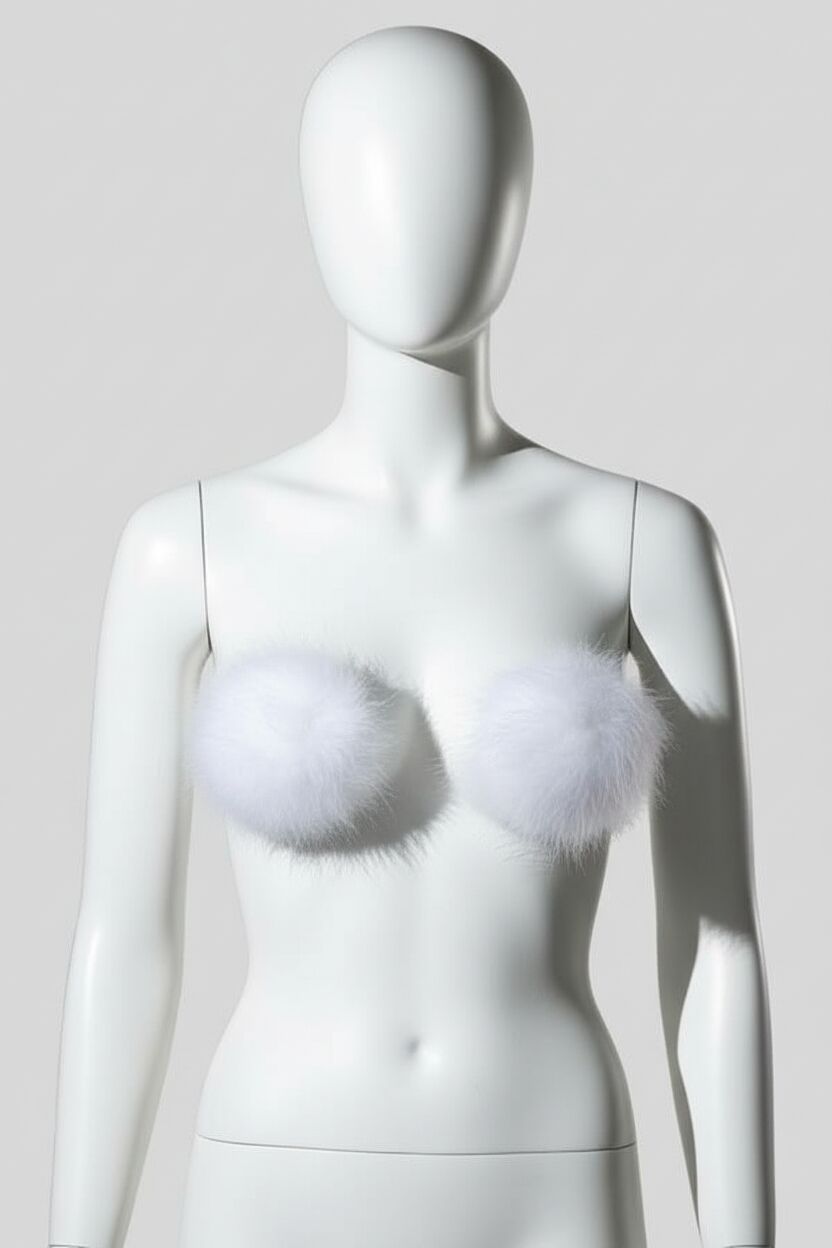 Arias Closet Beyaz Tüylü Fantezi Göğüs Ucu Kapatıcı