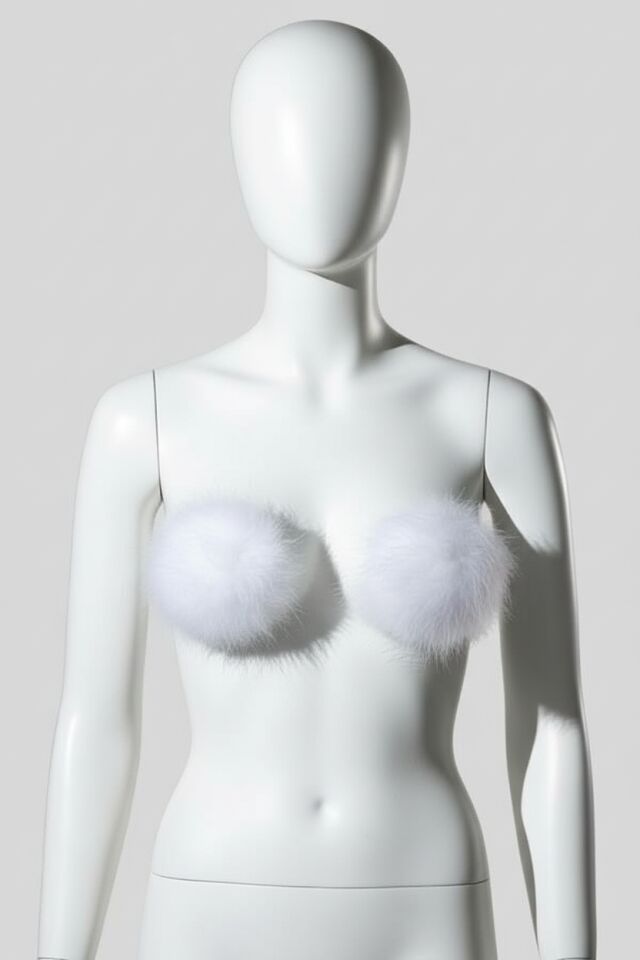 Arias Closet Beyaz Tüylü Fantezi Göğüs Ucu Kapatıcı