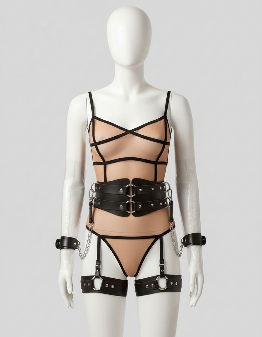 Arias Closet Belden Bağlamalı Bacak Aksesuarlı Fantezi Deri Harness