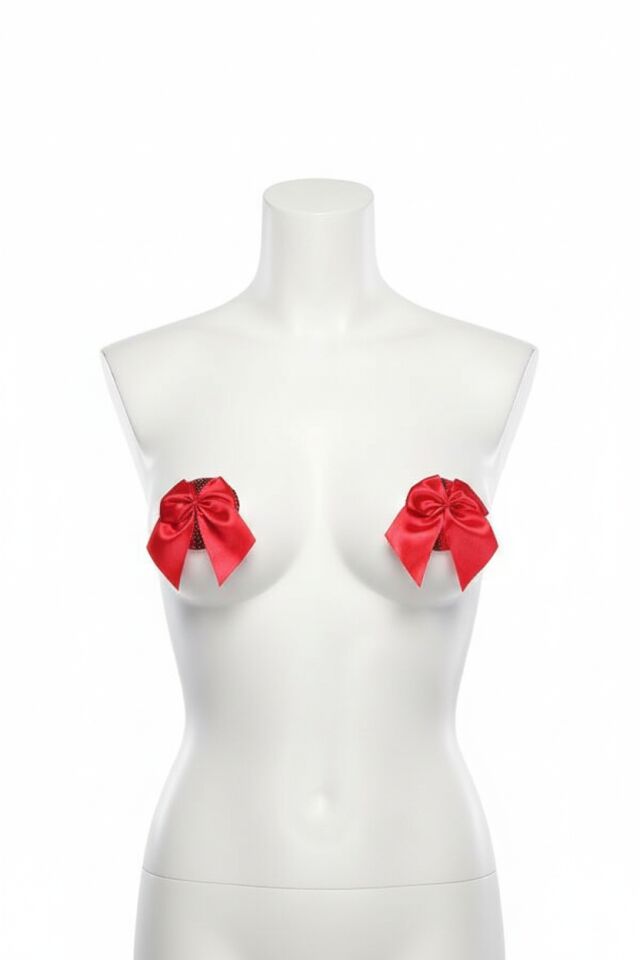 Arias Closet Kırmızı Fiyonklu Fantezi Göğüs Ucu Kapatıcı