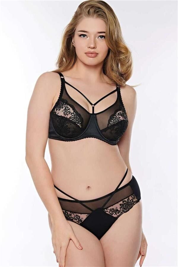 Arias Closet Balenli Desteksiz Dolgusuz Toparlayıcı Yaka Detaylı Dantelli Küçültücü Sütyen ve Slip Takım
