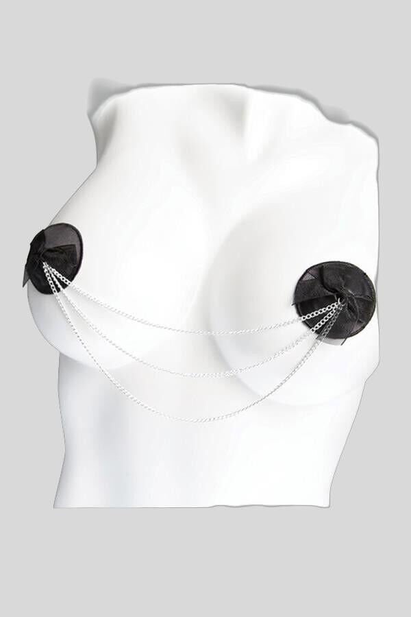 Arias Closet Siyah Zincir Detaylı Fantezi Göğüs Ucu Kapatıcı