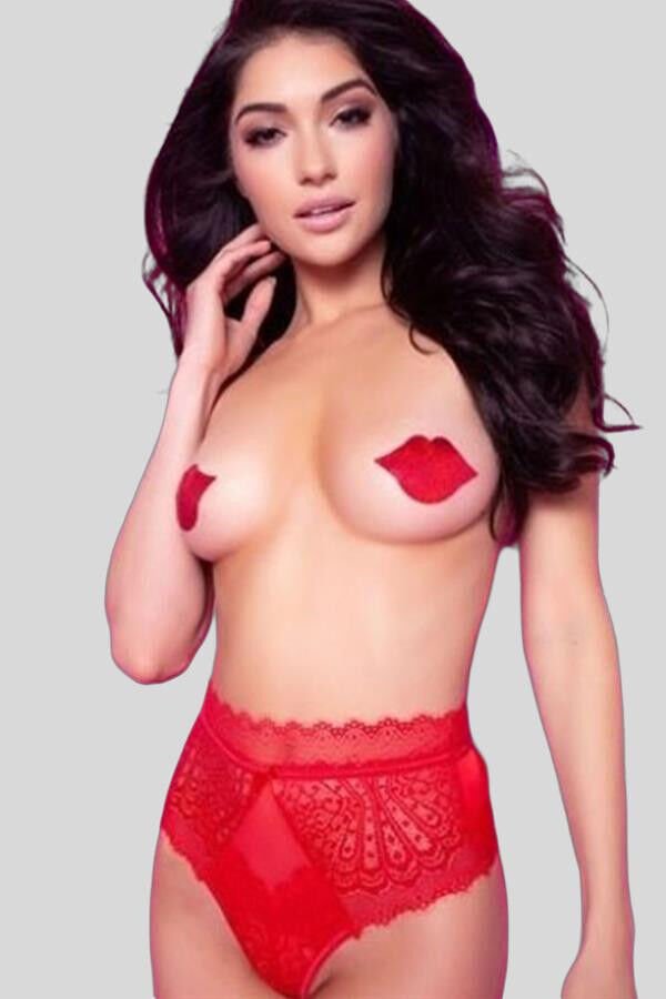 Kırmızı Dudak Şeklinde Fantezi Göğüs Ucu Kapatıcı