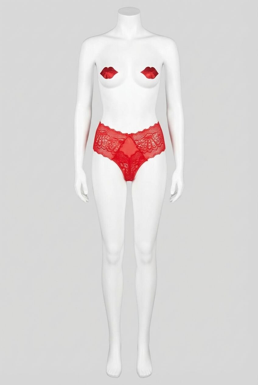 Kırmızı Dudak Şeklinde Fantezi Göğüs Ucu Kapatıcı