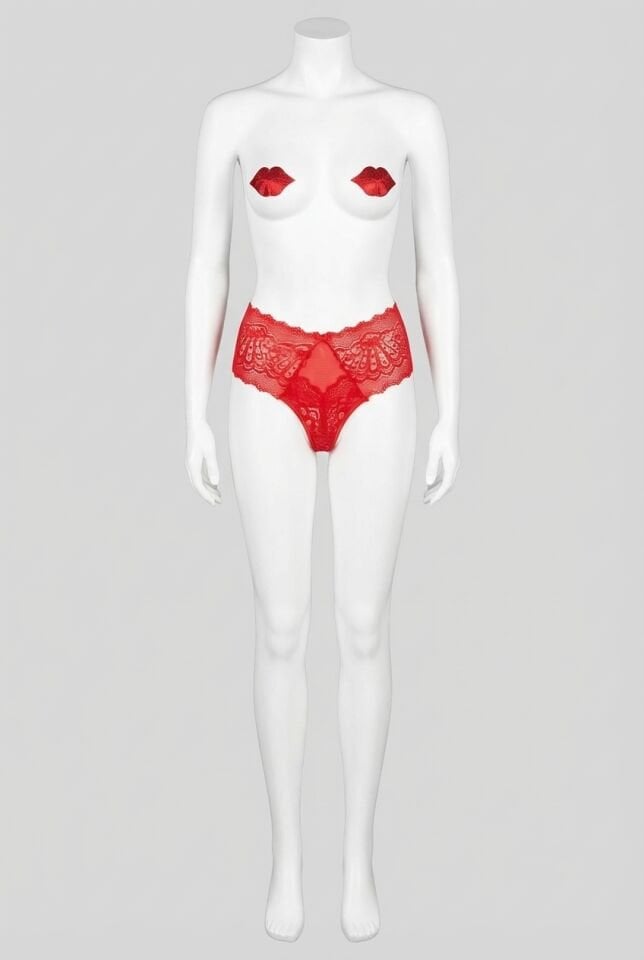 Kırmızı Dudak Şeklinde Fantezi Göğüs Ucu Kapatıcı