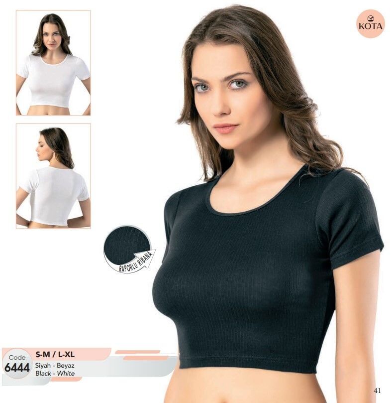 Kota 6444 Bayan Raporlu Yarım Kollu Crop