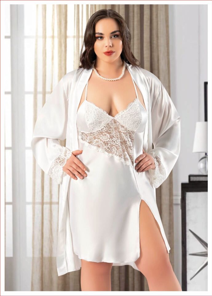 Miss Laris 6018 Battal Beden Bayan İkili Saten Takım