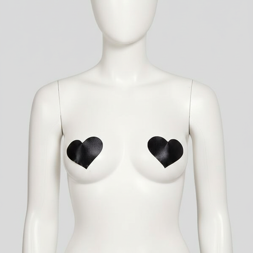 Siyah Kalp Şeklinde Fantezi Göğüs Ucu Kapatıcı