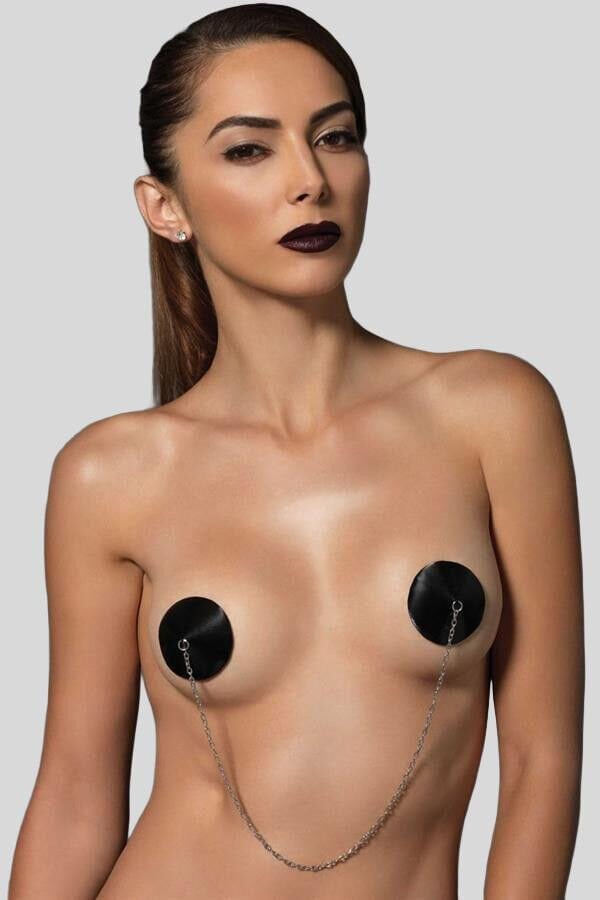 Arias Closet Siyah Özel Tasarım Zincir Detaylı Fantezi Göğüs Ucu Kapatıcı