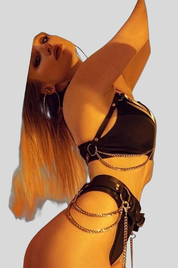 Arias Closet Zincirli Fantezi Harness Sütyen Takım