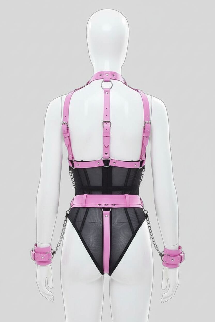 Arias Closet Fantezi Kelepçeli Pembe Harness Set