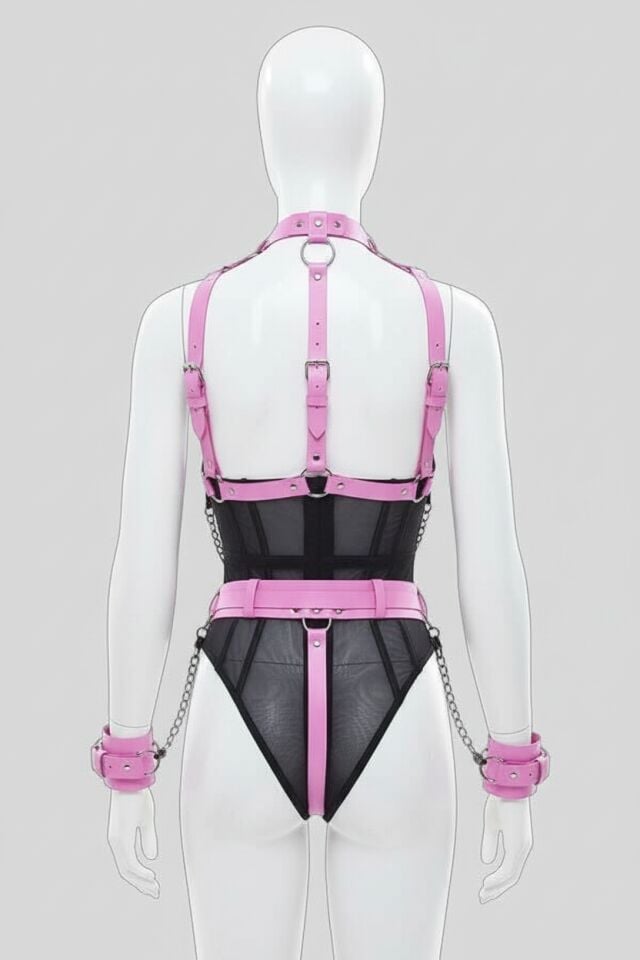 Arias Closet Fantezi Kelepçeli Pembe Harness Set