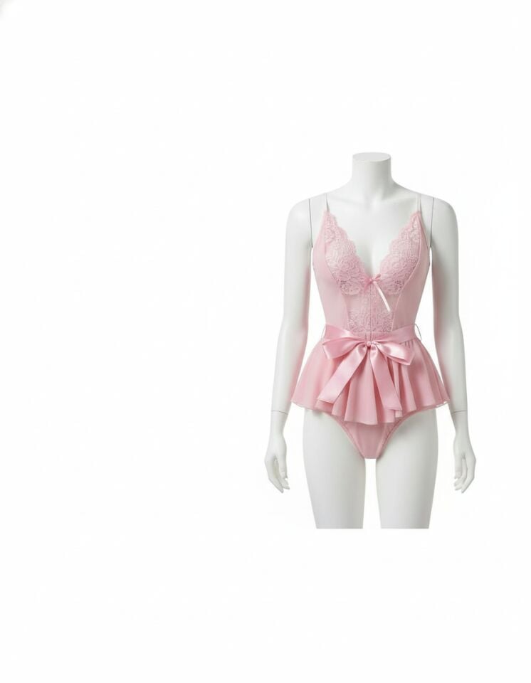 Arias Closet Pembe Dantel İşlemeli Kurdelalı Fantezi Tül Babydoll