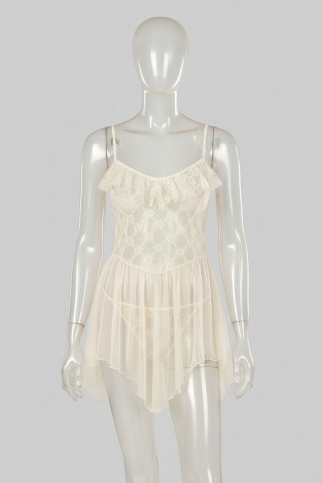 Arias Closet Fildişi Kısa Tül Gecelik