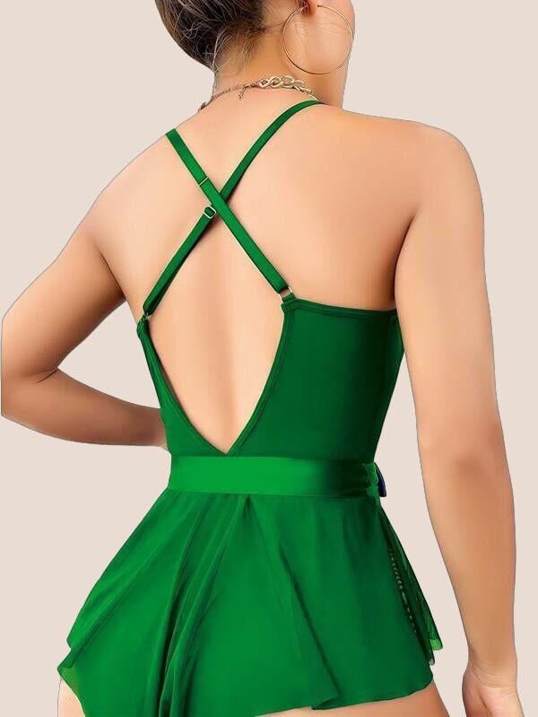 Arias Closet Yeşil Dantel İşlemeli Kurdelalı Fantezi Tül Babydoll