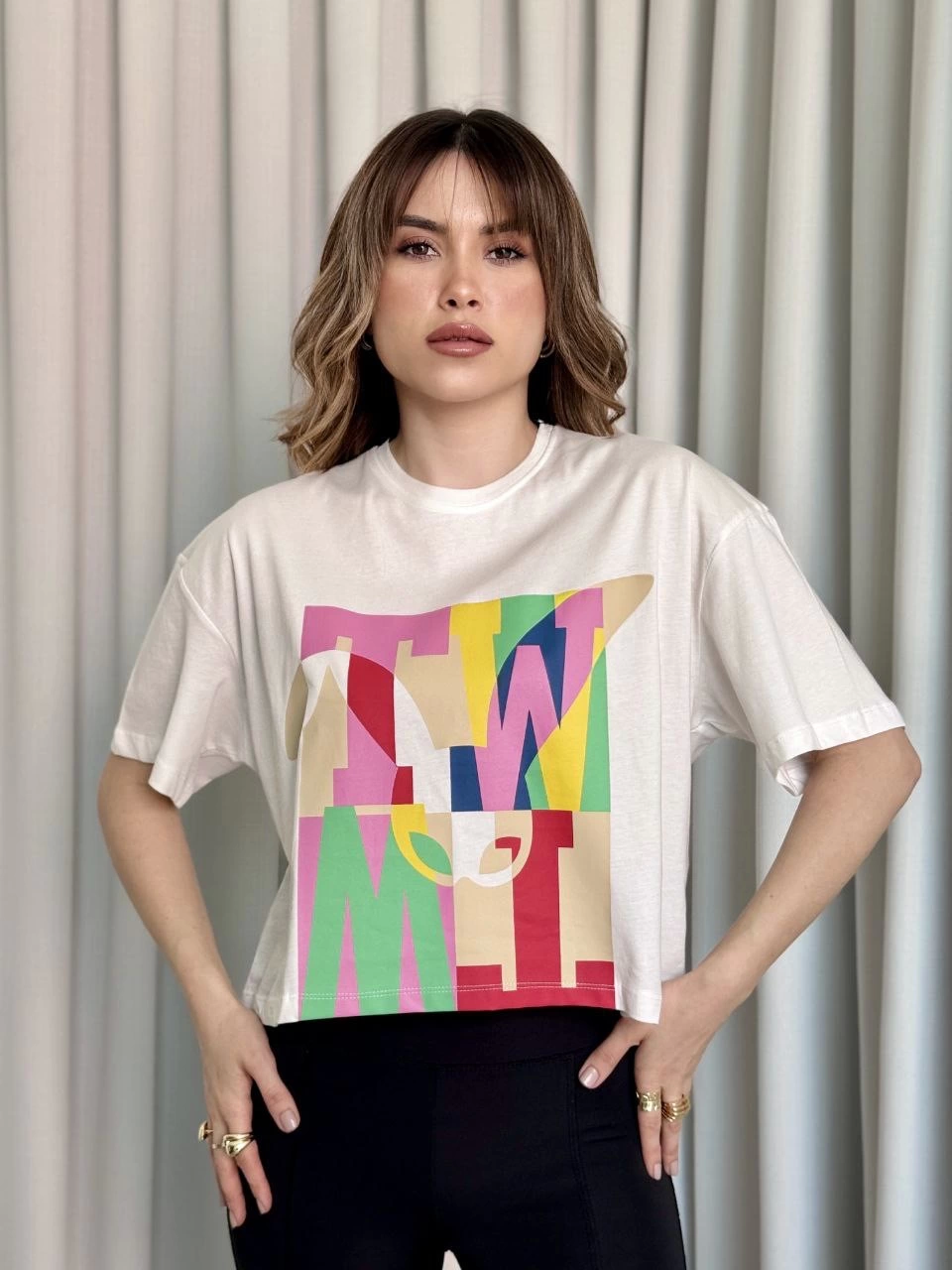Baskılı crop tişört