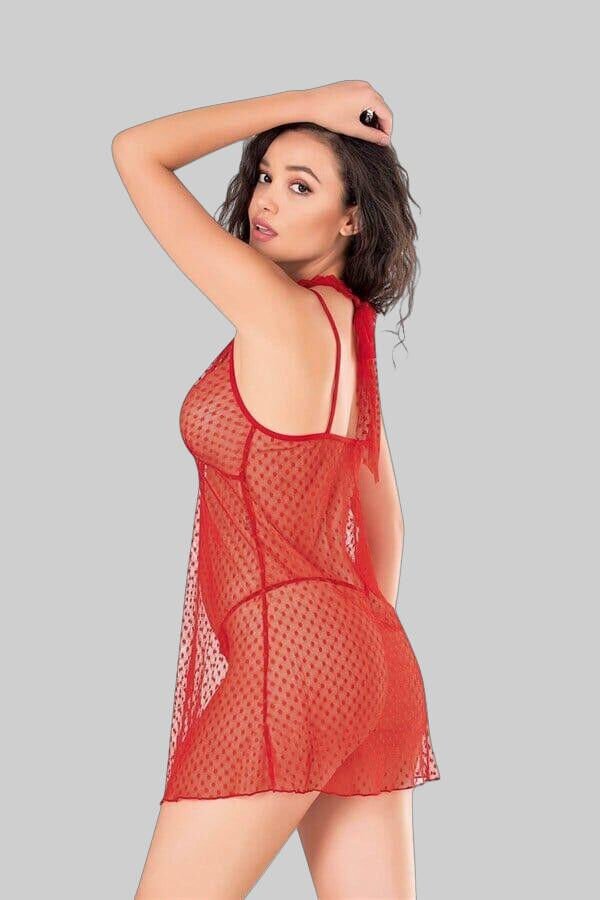 Arias Closet Kırmızı Kısa Tül Gecelik