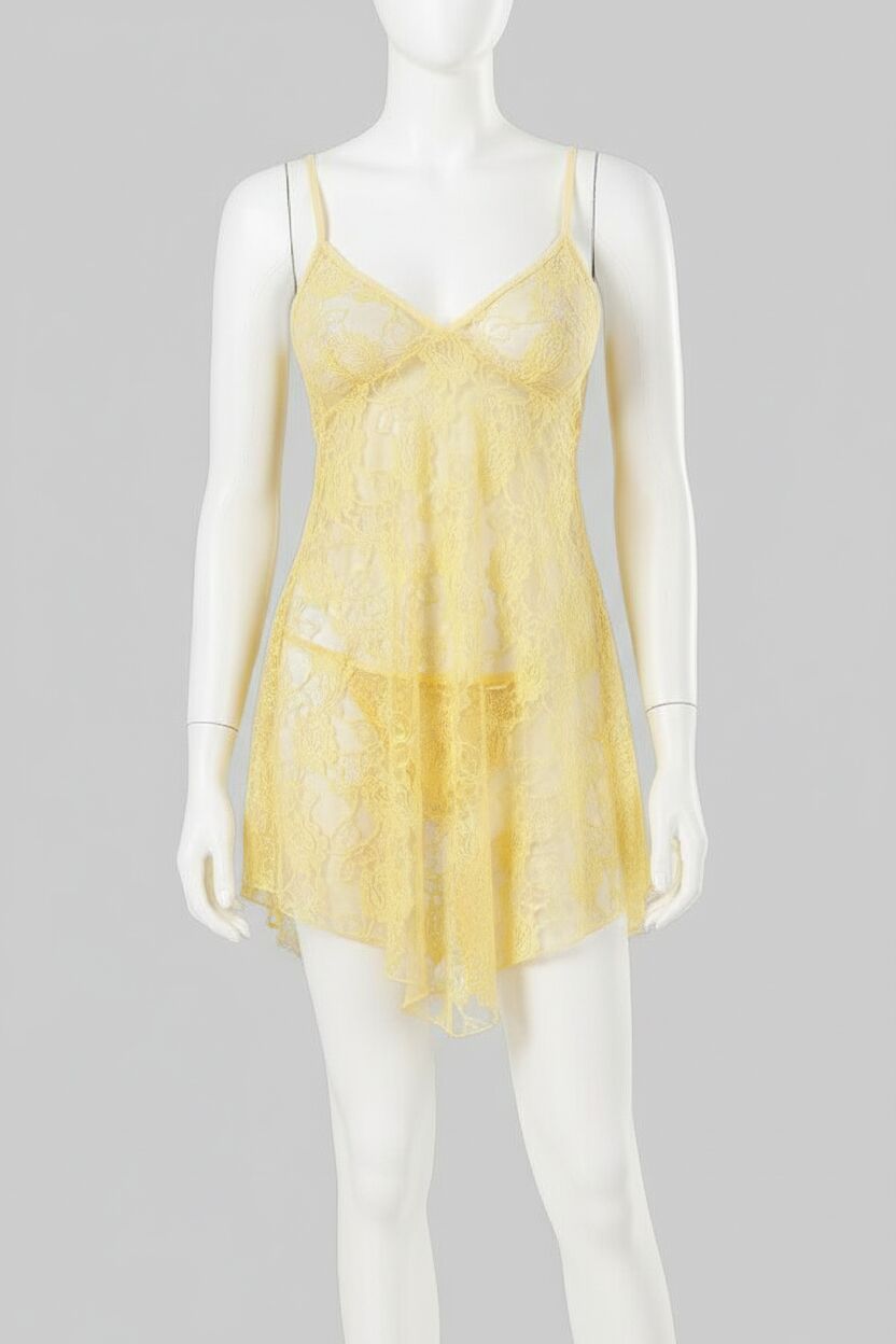 Arias Closet Sarı Kısa Tül Gecelik