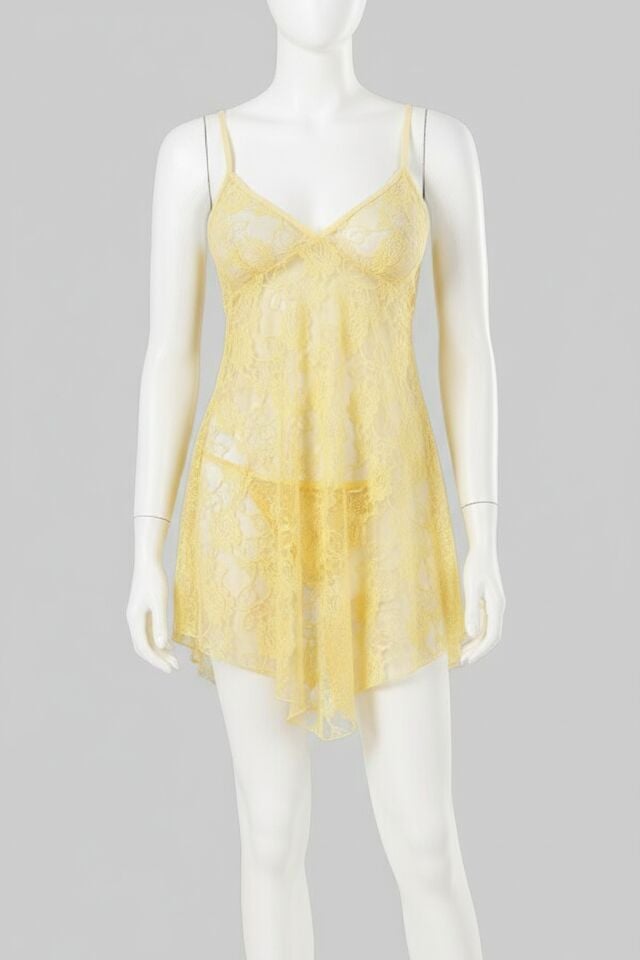Arias Closet Sarı Kısa Tül Gecelik