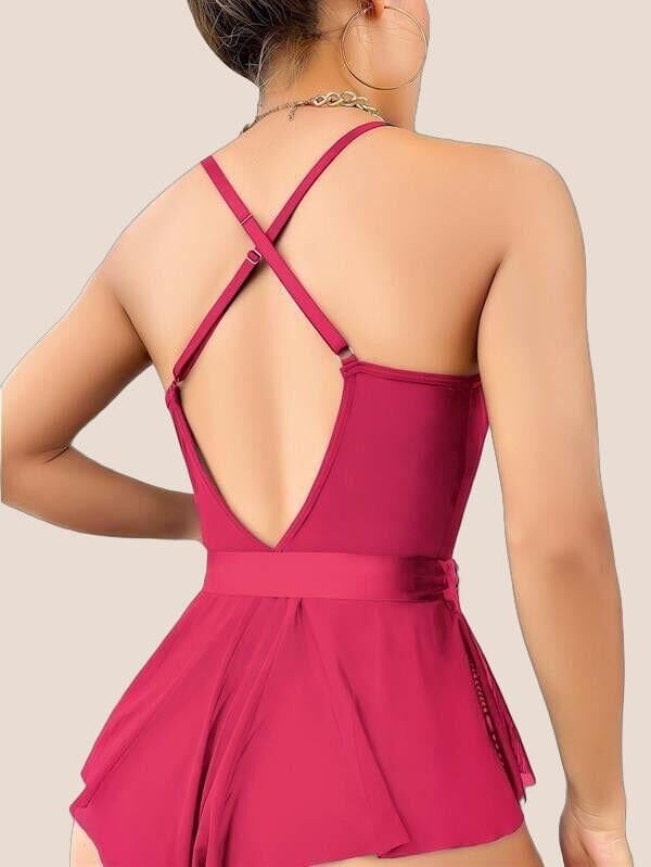 Arias Closet Fuşya Dantel İşlemeli Kurdelalı Fantezi Tül Babydoll