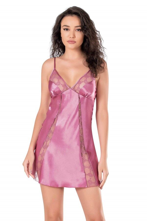 Arias Closet Gül Kurusu Kısa Saten Gecelik