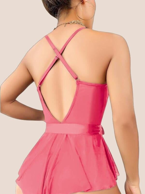 Arias Closet Gül Kurusu Dantel İşlemeli Kurdelalı Fantezi Tül Babydoll