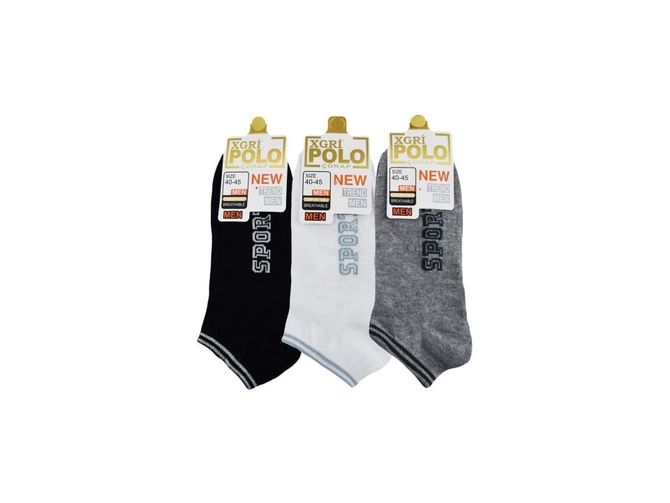 XGRİ POLO (E-E-3-1) Erkek Penye Patik 12'li