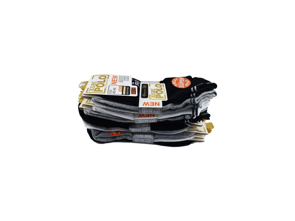 XGRİ POLO (E-E-3-1) Erkek Penye Patik 12'li