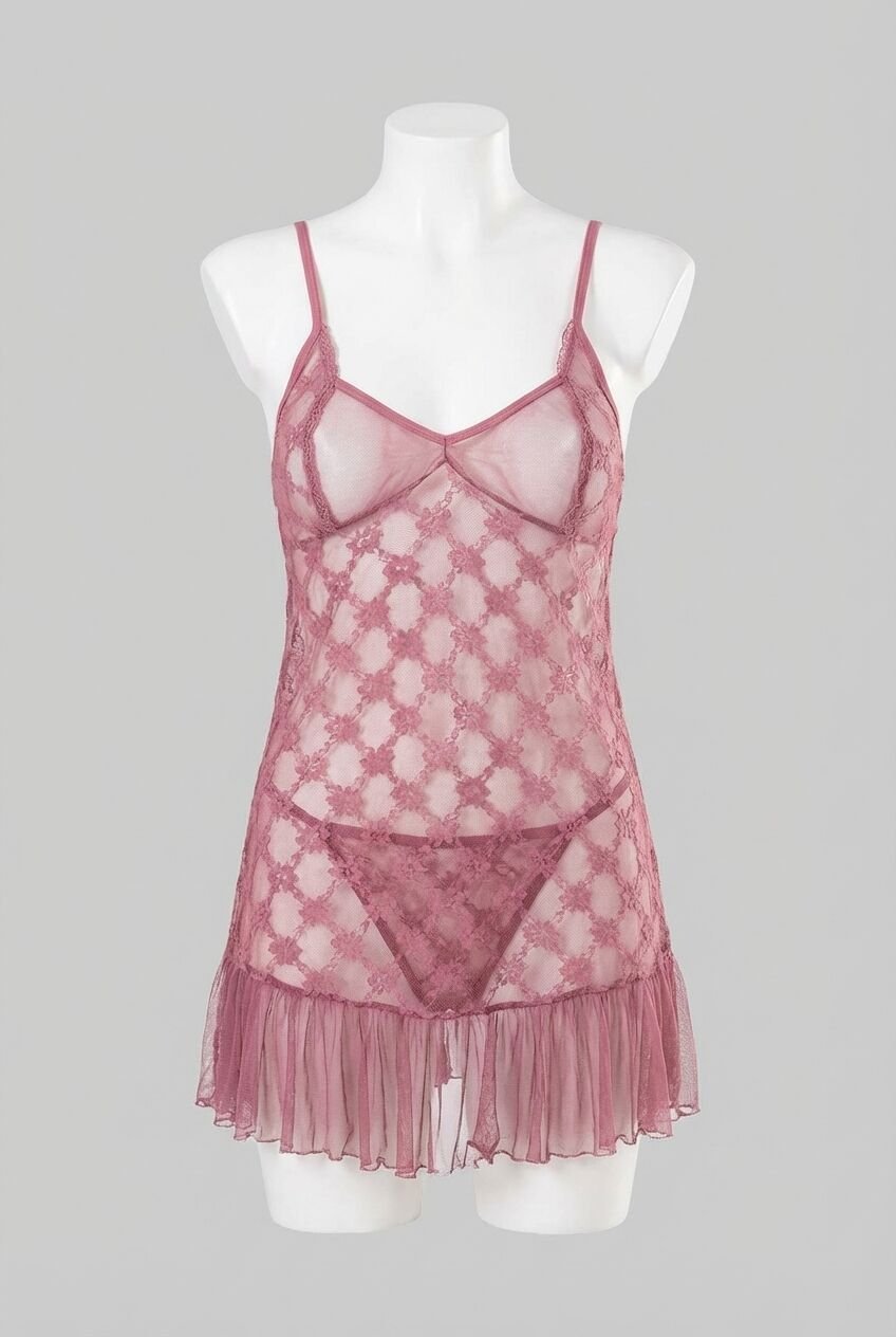 Arias Closet Gül Kurusu Kısa Tül Gecelik