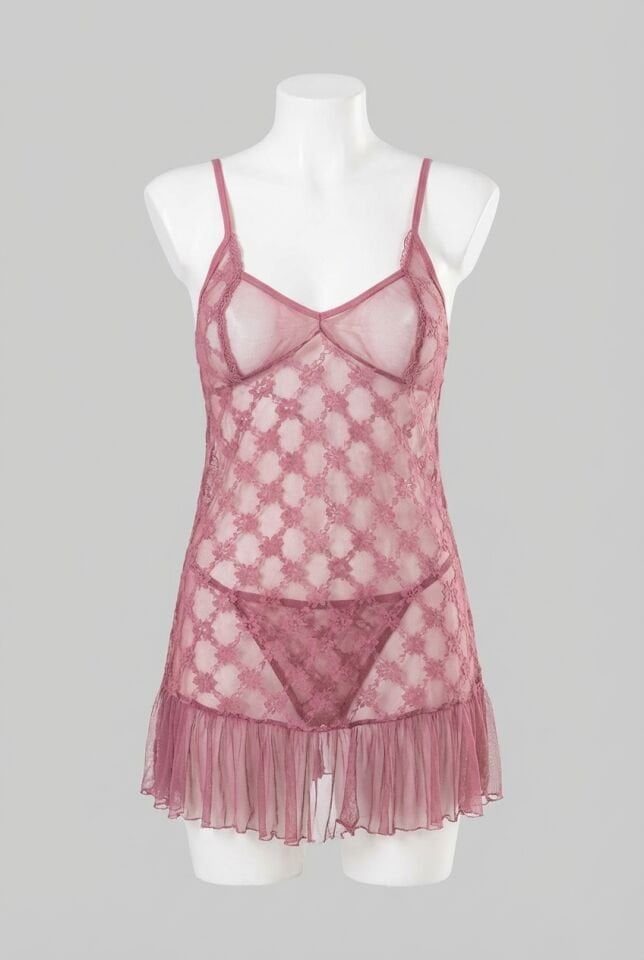 Arias Closet Gül Kurusu Kısa Tül Gecelik