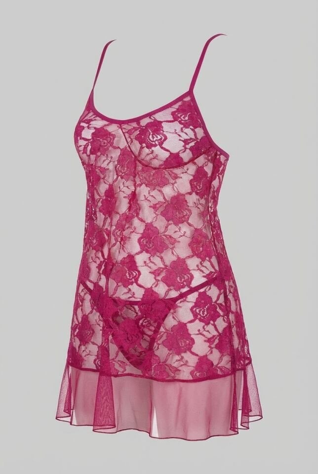 Arias Closet Vişne Kısa Tül Gecelik