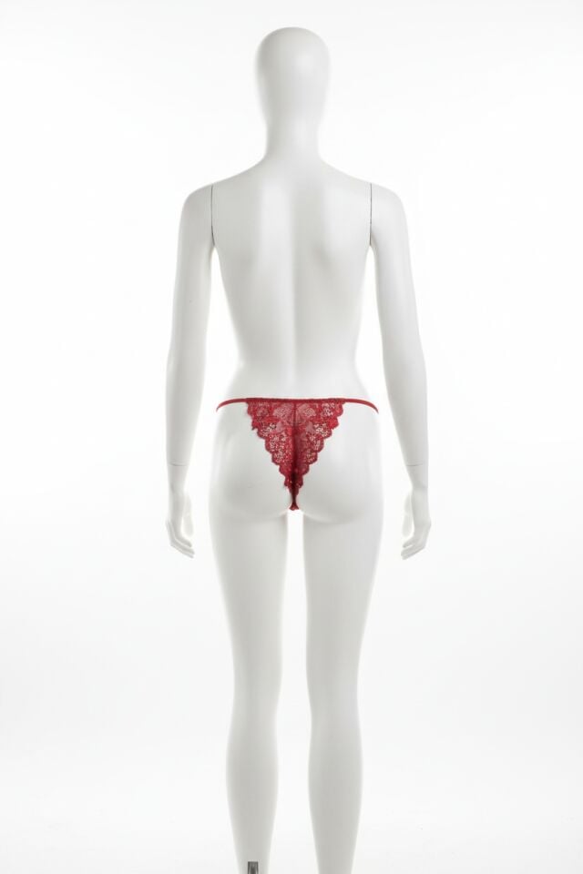 Arias Closet Bordo Nakışlı Desenli Fantezi Tanga String