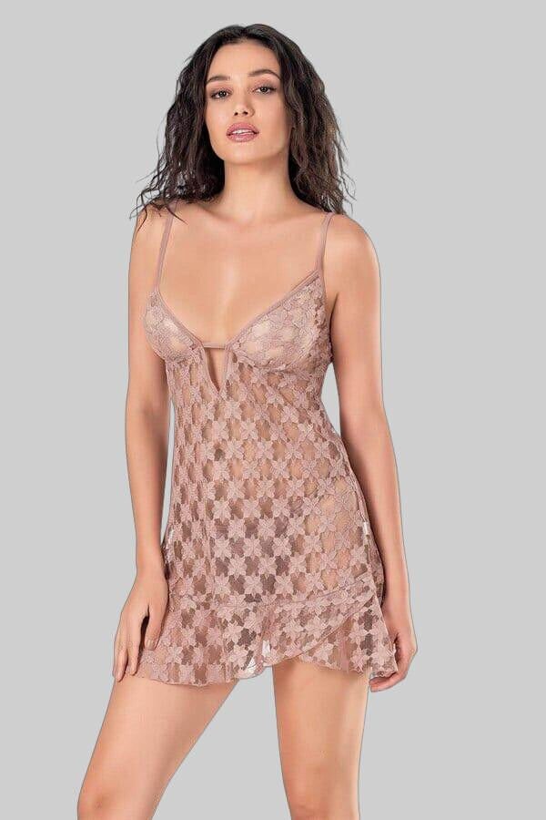 Arias Closet Vizon Kısa Tül Gecelik