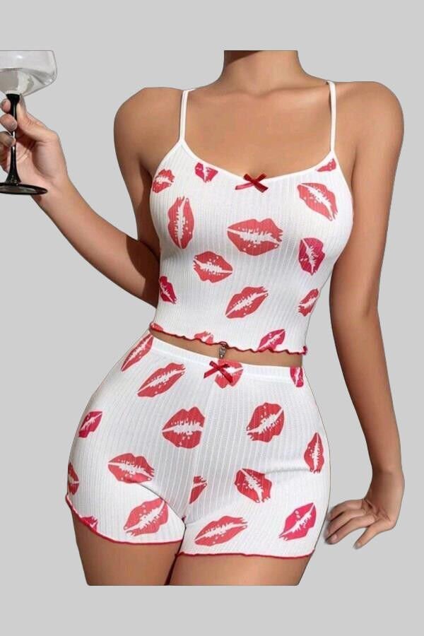 Arias Closet Kiss Öpücük Beyaz Şortlu Takım