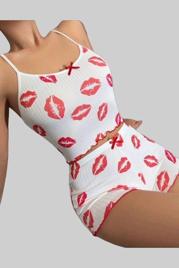 Arias Closet Kiss Öpücük Beyaz Şortlu Takım