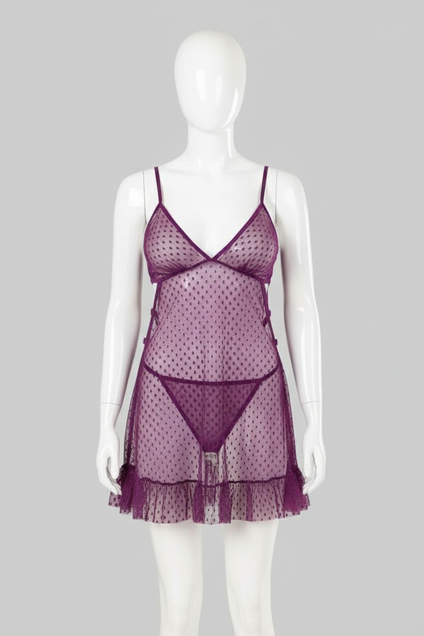 Arias Closet Mor Kısa Tül Gecelik