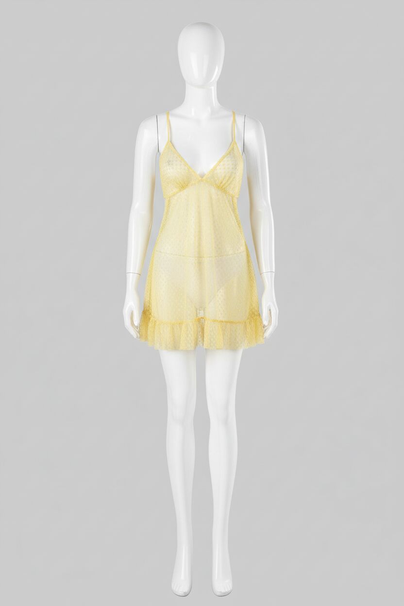 Arias Closet Sarı Kısa Tül Gecelik