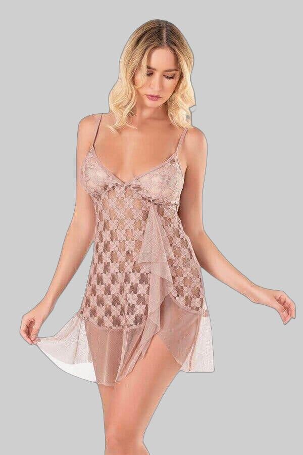 Arias Closet Vizon Kısa Tül Gecelik