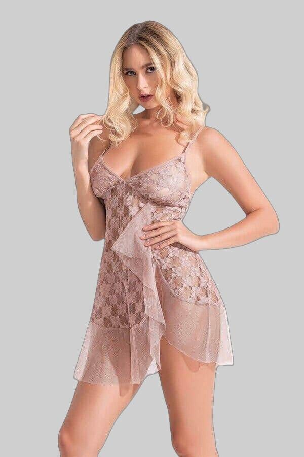 Arias Closet Vizon Kısa Tül Gecelik