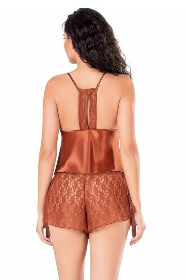 Arias Closet Tarçın Saten Babydoll Şort Takımı