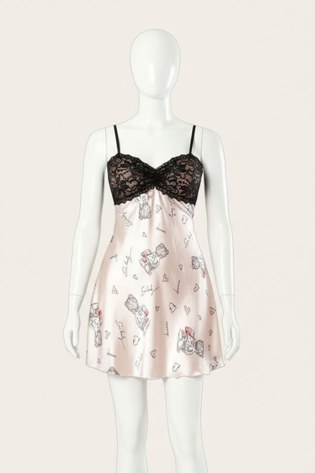 Arias Closet Dantel Detaylı Fantezi Mini Saten Gecelik