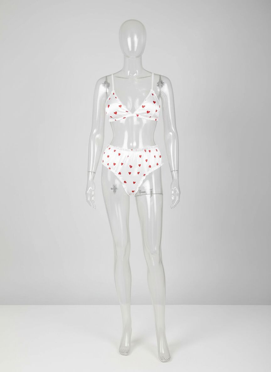 Arias Closet Kalpli Desernli Saten Beyaz Sütyen Takım