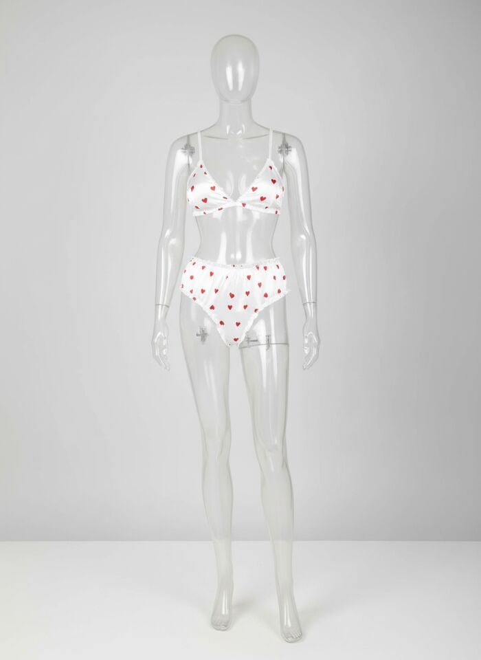 Arias Closet Kalpli Desernli Saten Beyaz Sütyen Takım